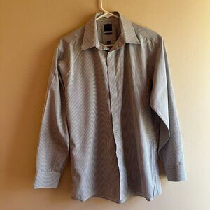 Calvin Klein Grid checks cotton white dress shirt office preppy coastal gingham